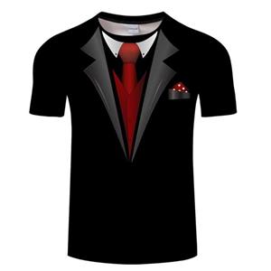 Xin nan zhuang Suit T Shirts Bow Tie 3D T-Shirt Summer Men's Tshirt Tuxedo Tie Suit Printed T Shirt Casual Short Sleeve Street Funny Fake Suits