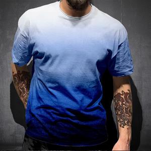 ForYourBeauty Summer Gradient 3D Printing Tees Man Digital Print Short Sleeve T-shirt for Men Plus Size