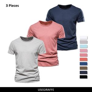 AIOPESON Men Fashion 3PCS/SET Zomer 100% Katoen O-hals T-shirt Heren Vuil 10 Kleuren Heren Tshirts Casual Korte Mouw Mannelijke Basic Tops Tees