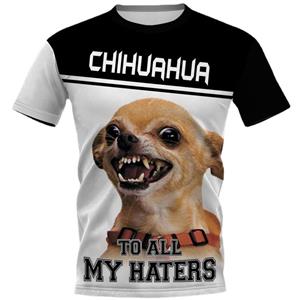 CLOOCL Grappige Mannen T-Shirts Chihuahua 3D Print Hip Hop Tee Ronde Hals Pullover Tops