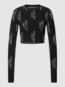 Calvin Klein Jeans Korte gebreide pullover met all-over labelmotief