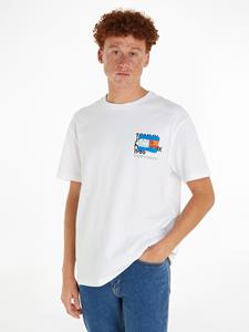 Tommy Jeans T-shirt met label- en motiefprint, model 'TOMMY NY GRAFFITI'