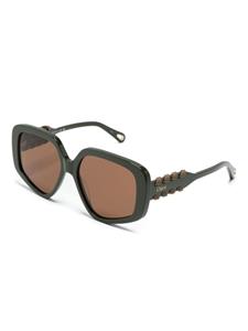 Chloé Eyewear Mony zonnebril met oversized montuur - Groen