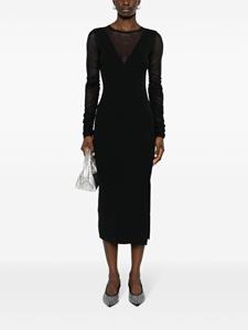 PINKO panelled ribbed-knit midi dress - Zwart