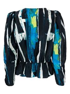 DKNY abstract-print V-neck blouse - Zwart