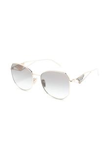 Prada Eyewear triangle-logo round-frame sunglasses - Goud
