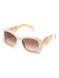Prada Eyewear logo-lettering square-frame sunglasses - Beige