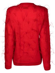 Rowen Rose feather V-neck fine-knit jumper - Rood