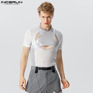 INCERUN Zomermannen Hollow Out Slanke Party Tops