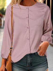 ZANZEA Women Solid Button Front Casual Long Sleeve Shirt