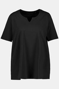 Ulla Popken Rundhalsshirt T-Shirt A-Linie Tunika-Ausschnitt Halbarm