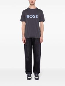 BOSS logo-print cotton T-shirt - Grijs