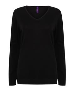 Henbury Kleding Henbury W721 Ladies` Lightweight V Neck Jumper