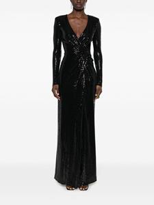 NISSA sequin-embellished gathered maxi dress - Zwart