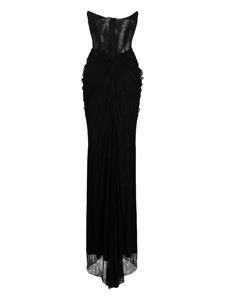 Rhea Costa off-shoulder lace dress - Zwart