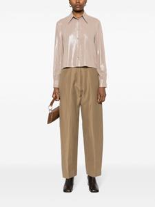 Peserico spread-collar cropped georgette shirt - Beige