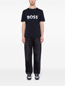 BOSS logo-print cotton T-shirt - Blauw