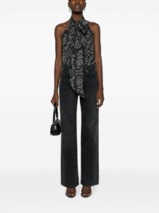 Versace Barocco-print silk blouse - Zwart