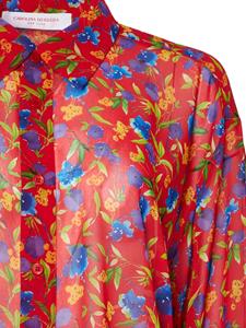 Carolina Herrera floral-print balloon-sleeve blouse - Rood