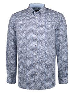 Adam est 1916  Casual Overhemd met Print Blauw - 3XL - Heren