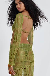Jaded London Moss Green Metallic Umbra Maxi Dress
