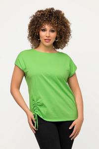 Ulla Popken Rundhalsshirt T-Shirt Saum-Raffband Rundhals Halbarm