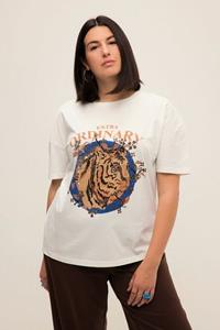 Studio Untold Rundhalsshirt T-Shirt oversized Tiger Print Rundhals Halbarm