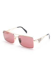 Prada Eyewear logo-plaque rectangle-frame sunglasses - Goud