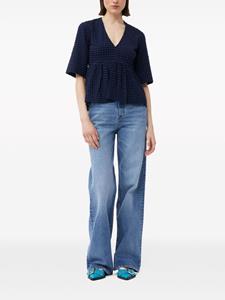 GANNI Peplum blouse met textuur - Blauw