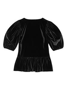 GANNI Fluwelen blouse met V-hals - Zwart