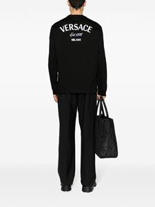 Versace T-shirt met geborduurd logo - Zwart