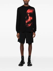 Alexander McQueen skull-print long-sleeve cotton T-shirt - Zwart