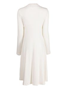 Tout a coup embroidered-trim ribbed-knit flared dress - Wit