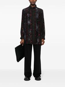 Yohji Yamamoto A-ethnic-print silk shirt - Zwart