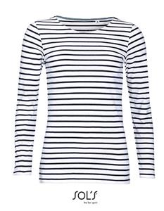 Sols Kleding Sol's L01403 Women`s Long Sleeve Striped T-Shirt Marine