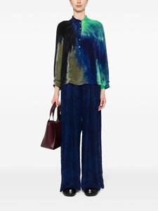 Raquel Allegra Victorian Celestial-print silk blouse - Blauw