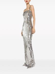 Dolce & Gabbana Maxi-jurk verfraaid met pailletten - Zilver