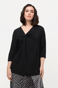 Ulla Popken Rundhalsshirt T-Shirt drapiert asymmetrischer V-Ausschnitt