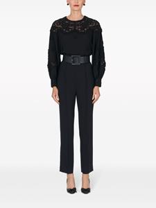 Carolina Herrera floral-appliqué round-neck blouse - Zwart