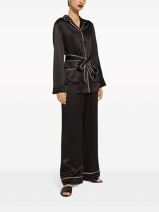 Dolce & Gabbana piped-trim silk shirt - Zwart