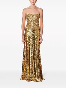 Carolina Herrera sequin-embellished strapless maxi dress - Goud