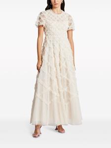 Needle & Thread Evelyn ruffled tulle gown - Beige