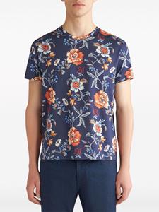 ETRO floral-print cotton T-shirt - Blauw
