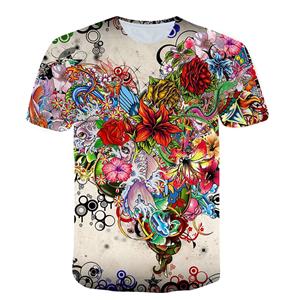 3DT-ShirtsZZ Summer New Fashion Men Flowers Butterflies graphic t shirts 3D Personality Trend Hip Hop Print T-shirt short sleeve t-shirts Top