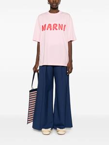 Marni logo-waistband wide-leg trousers - Blauw