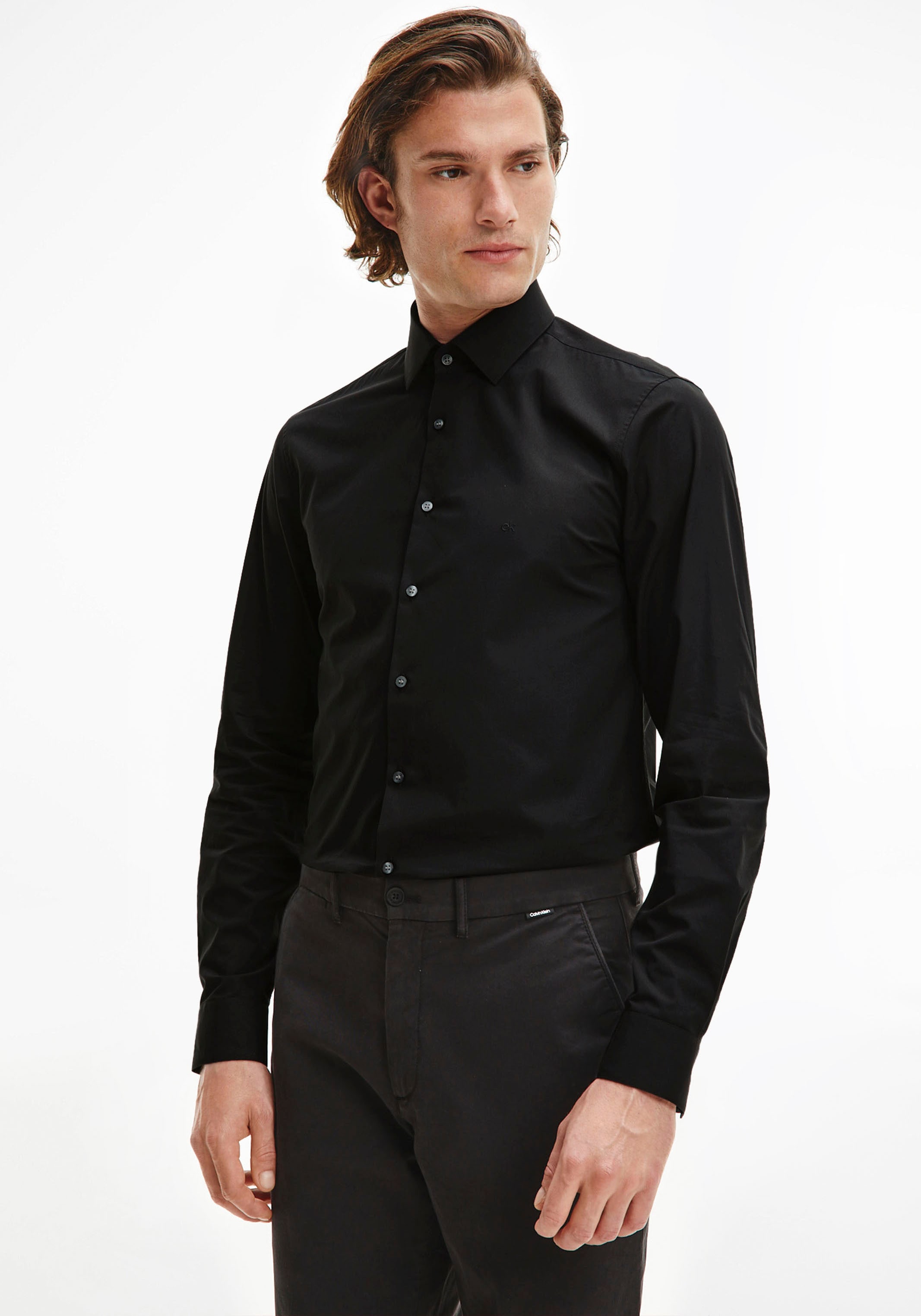 CK Calvin Klein Slim fit zakelijk overhemd met kentkraag, model 'Bari'