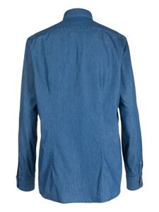 Xacus spread-collar cotton shirt - Blauw