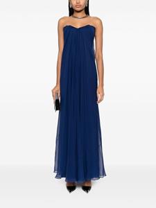 Alexander McQueen bustier silk strapless dress - Blauw