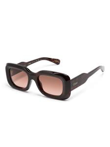Chloé Eyewear logo-print rectangle-frame sunglasses - Bruin