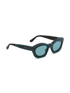 Marni logo-print oval-frame sunglasses - Zwart